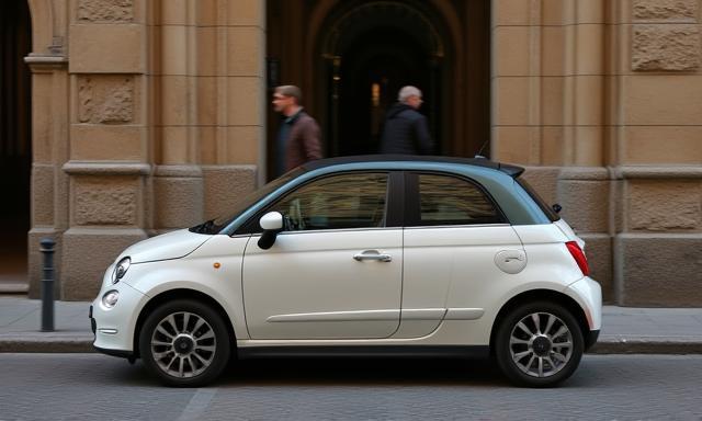 Auto compatta parcheggiata in centro storico