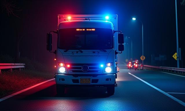Mezzo di soccorso stradale durante un intervento notturno